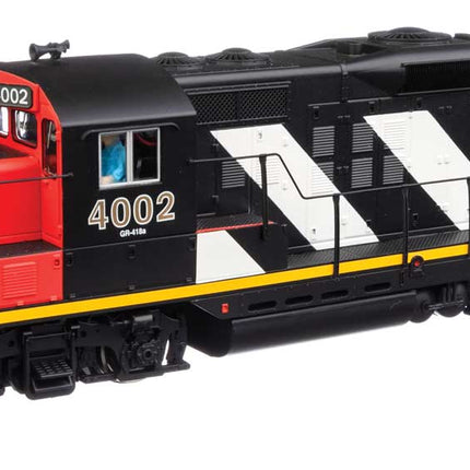 Walthers Trainline 910-10432 | EMD GP9 Phase II with Chopped Nose - Standard DC - Canadian National #4002 (red, black, white stripes) | HO Scale