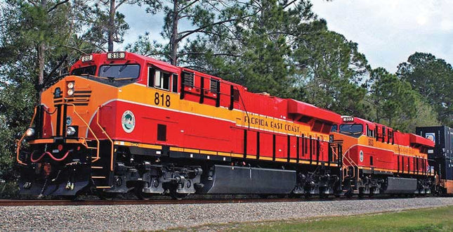Kato 1768946 | GE ES44AC GEVO - Standard DC - Florida East Coast #801 (red, yellow, black) | N Scale