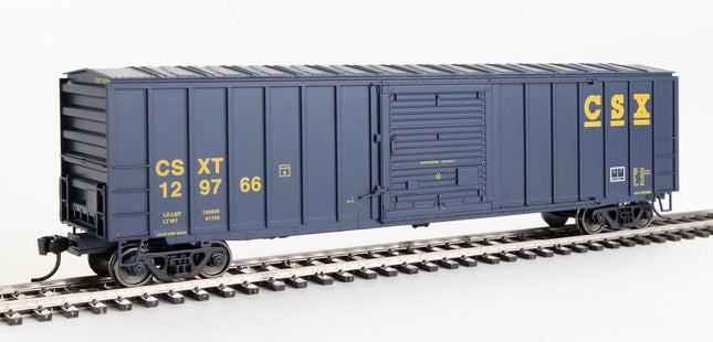 Walthers Mainline 910-1856 | 50' ACF Exterior Post Boxcar - Ready to Run - CSX Transportation #129766 (blue, yellow) | HO Scale