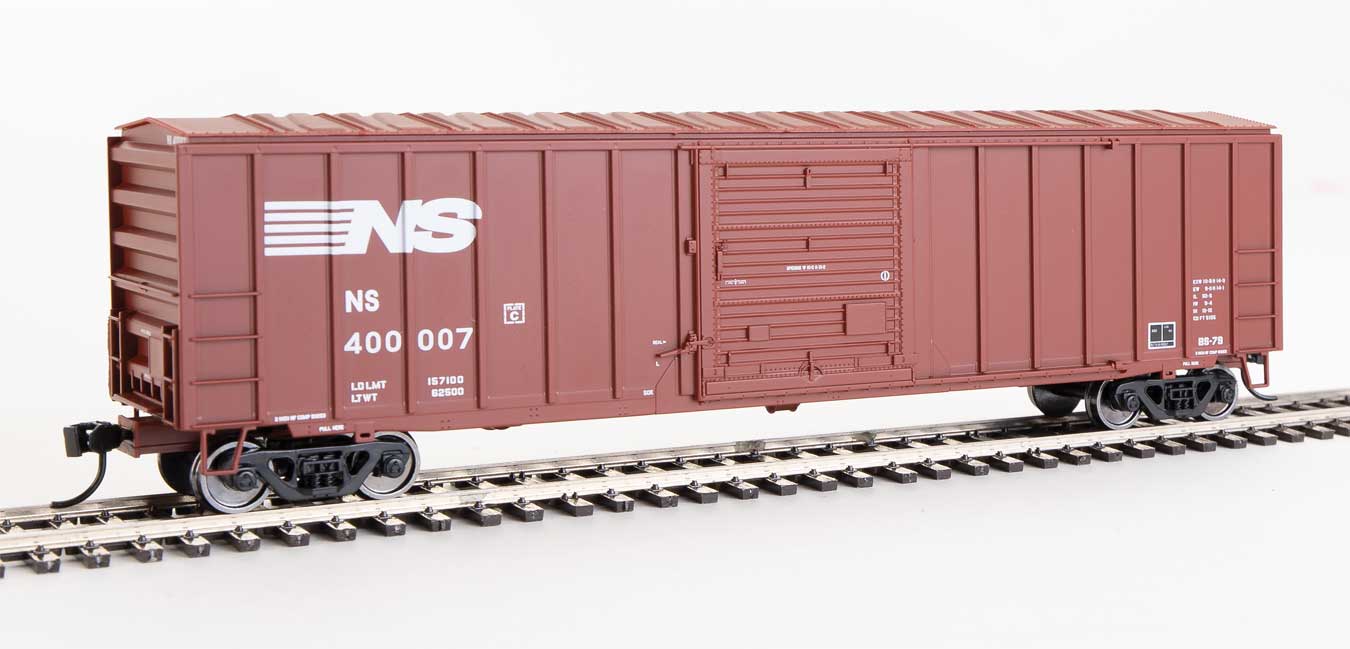 Walthers Mainline 910-1860 | 50' ACF Exterior Post Boxcar - Ready to Run - Norfolk Southern #400007 (Boxcar Red) | HO Scale