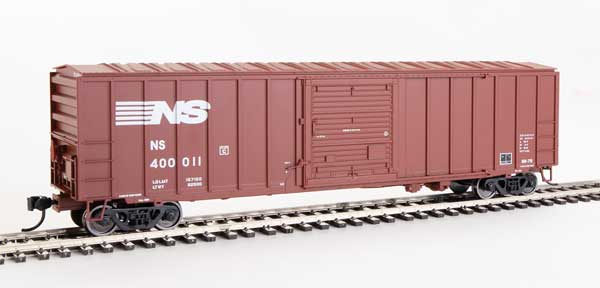 Walthers Mainline 910-1861 | 50' ACF Exterior Post Boxcar - Ready to Run - Norfolk Southern #400011 (Boxcar Red) | HO Scale
