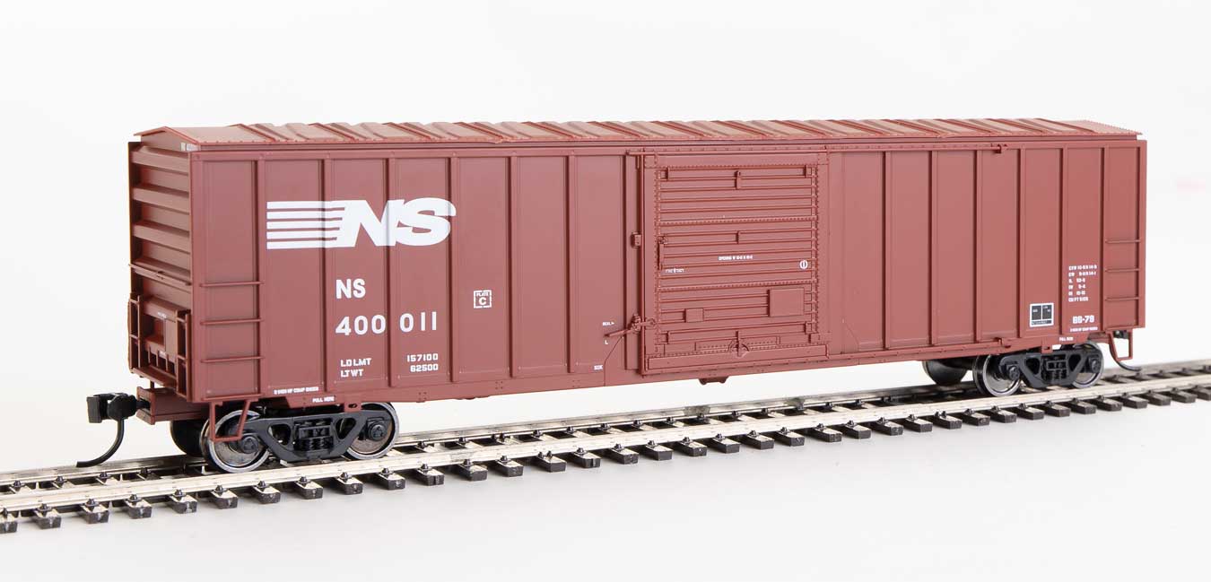 Walthers Mainline 910-1861 | 50' ACF Exterior Post Boxcar - Ready to Run - Norfolk Southern #400011 (Boxcar Red) | HO Scale
