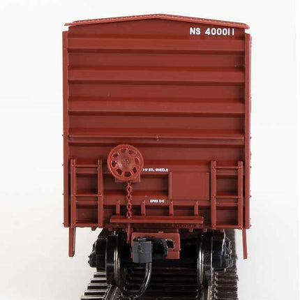 Walthers Mainline 910-1861 | 50' ACF Exterior Post Boxcar - Ready to Run - Norfolk Southern #400011 (Boxcar Red) | HO Scale