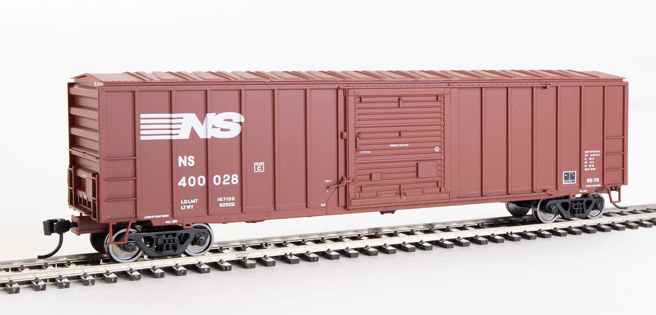 Walthers Mainline 910-1862 | 50' ACF Exterior Post Boxcar - Ready to Run - Norfolk Southern #400028 (Boxcar Red) | HO Scale