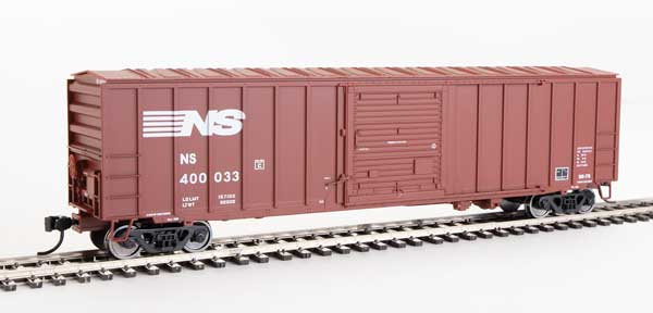 Walthers Mainline 910-1863 | 50' ACF Exterior Post Boxcar - Ready to Run - Norfolk Southern #400033 (Boxcar Red) | HO Scale