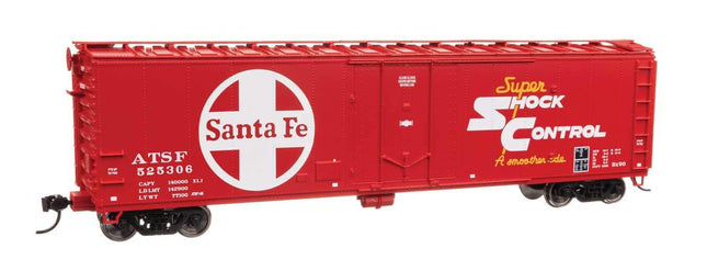 Santa Fe #525306 Walthers Mainline 50' insulated boxcar model in red, HO scale, ready to run for train enthusiasts.