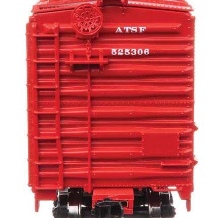 Walthers Mainline 50' PC&F Insulated Boxcar Santa Fe #525306 in red, perfect for HO Scale train layouts.
