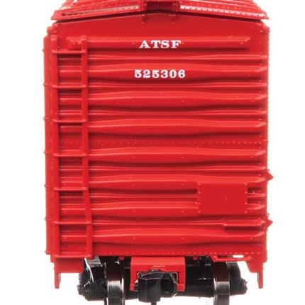 Walthers Mainline Santa Fe 50' insulated boxcar model in red, HO scale, ready to run, with detailed markings.