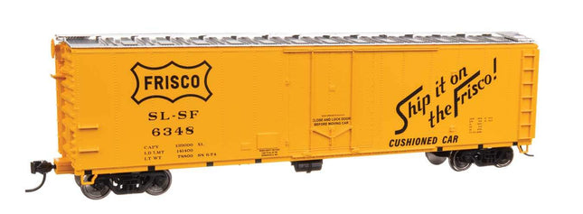 WalthersMainline HO Scale 50' Insulated Boxcar St. Louis-San Francisco #6348 in bright yellow with Frisco logo.