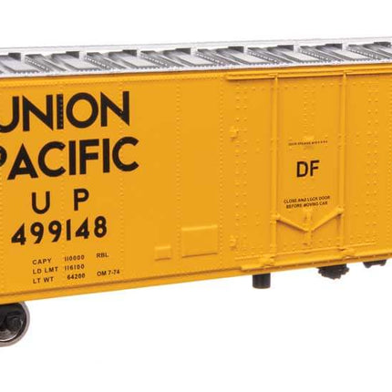 Union Pacific 50' insulated boxcar model UP 499148, WalthersMainline HO scale ready to run train car.