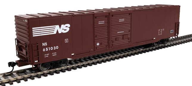 Walthers Mainline 910-3235 | 60' Pullman-Standard Auto Part Boxcar (10' and 6' doors) - Ready to Run - Norfolk Southern #651030 | HO Scale