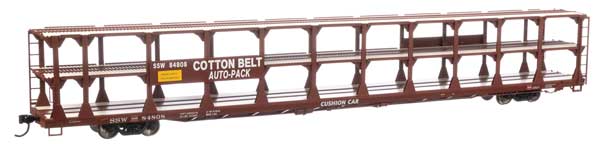 Walthers Mainline 910-8224 | 89' Flatcar with Tri-Level Open Auto Rack - Southern Pacific SP #84808 | HO Scale