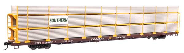 WalthersMainline 8324 89' Flatcar w/Tri-Level Shielded Auto Rack Southern #962132 HO scale