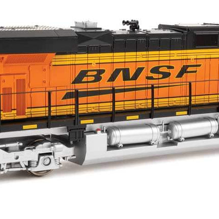 Walthers Mainline GE ES44AC BNSF HO Scale diesel locomotive model in orange and black color scheme.