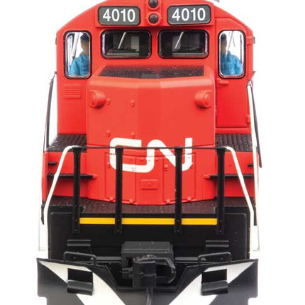 Walthers Trainline 910-10433 | EMD GP9 Phase II with Chopped Nose - Standard DC - Canadian National #4010 (red, black, white stripes) | HO Scale