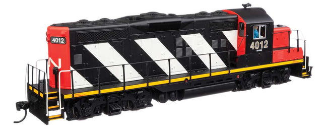 Walthers Trainline 910-20432 | EMD GP9 Phase II with Chopped Nose - ESU(R) Sound and DCC - Canadian National #4012 (red, black, white stripes) | HO Scale