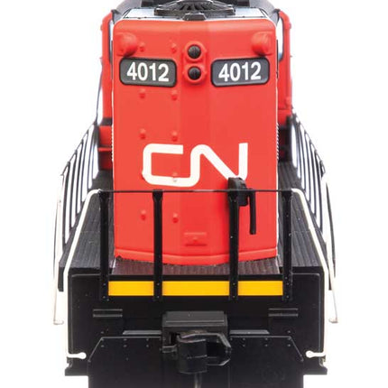 Walthers Trainline 910-20432 | EMD GP9 Phase II with Chopped Nose - ESU(R) Sound and DCC - Canadian National #4012 (red, black, white stripes) | HO Scale