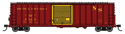 Walthers Mainline HO scale 50' ACF Exterior Post boxcar in Norfolk Southern brown with yellow door, road number NS 2114