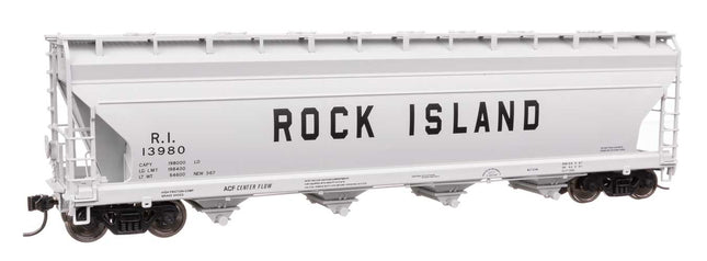 WalthersMainline 910-49215 | ACF 5250 4-Bay Centerflow Covered Hopper Rock Island #13980 | HO Scale