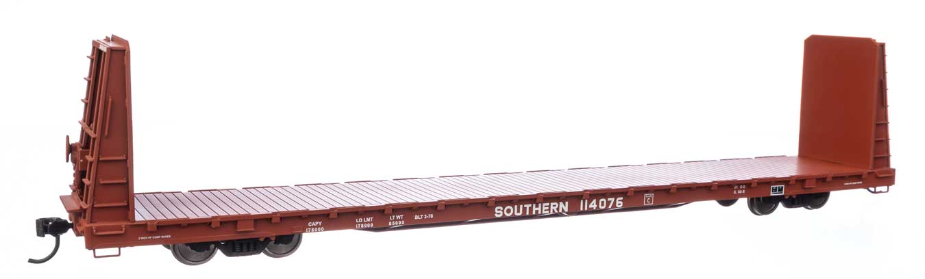 WalthersMainline 910-50610 | 68' Bulkhead Flatcar - Ready to Run - Southern Railway #114076 | HO Scale