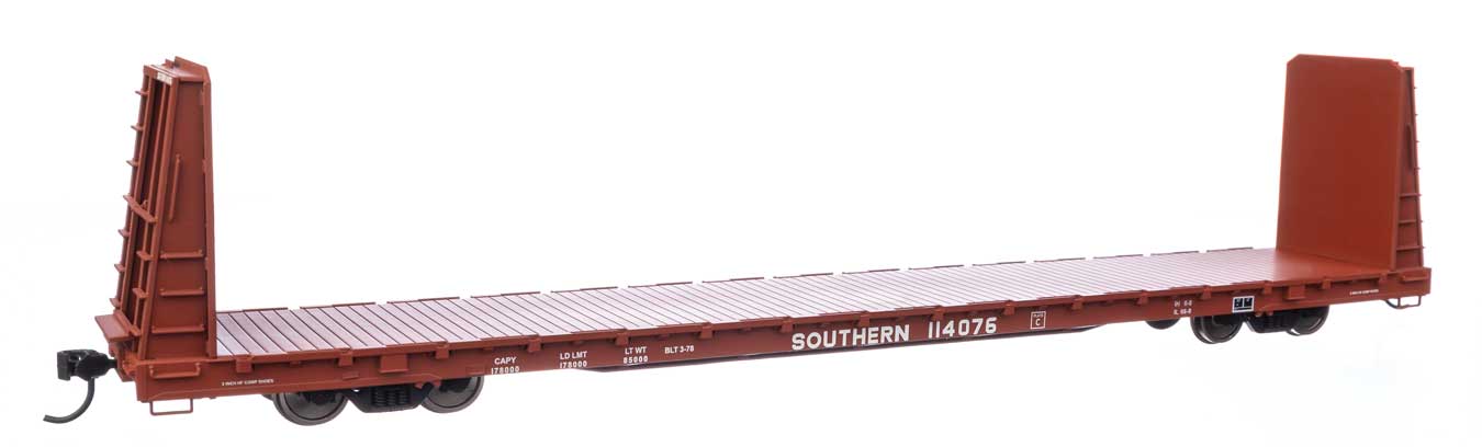 WalthersMainline 910-50610 | 68' Bulkhead Flatcar - Ready to Run - Southern Railway #114076 | HO Scale