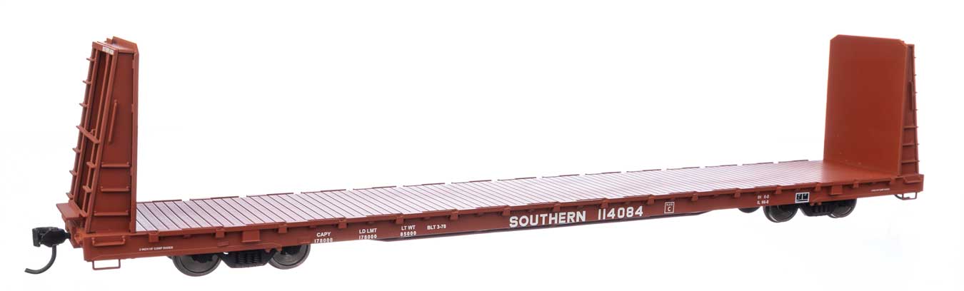 WalthersMainline 910-50611 | 68' Bulkhead Flatcar - Ready to Run - Southern Railway #114084 | HO Scale