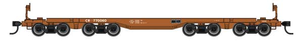 WalthersMainline 910-51014 HO scale 66' heavy-duty 4-truck flatcar, Conrail #770060