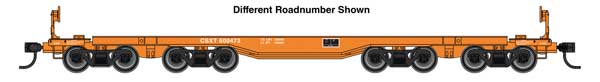 WalthersMainline 910-51017 HO scale 66' heavy-duty 4-truck flatcar, CSX #600473