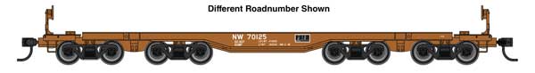 WalthersMainline 910-51019 HO scale 66' heavy-duty 4-truck flatcar, Norfolk & Western #70127