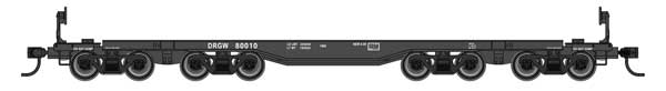 WalthersMainline 910-51020 HO scale 66' heavy-duty 4-truck flatcar, Denver & Rio Grande Western #80010