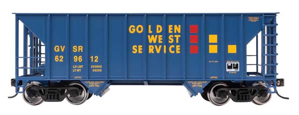 WalthersMainline 910-56640 HO scale 34' Greenville 100-ton 2-bay hopper, Golden West #629612