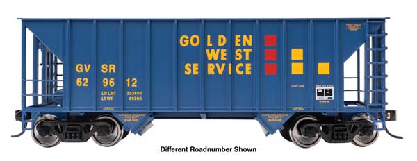WalthersMainline 910-56641 HO scale 34' Greenville 100-ton 2-bay hopper, Golden West #629632