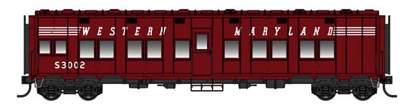 WalthersProto 920-17808 HO scale Pullman-Standard Troop Sleeper Car - Lighted, Western Maryland #S3002