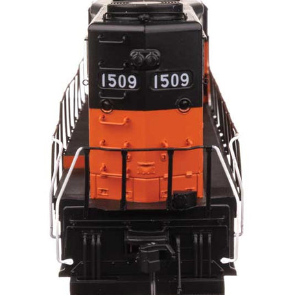 WalthersProto EMD GP35 #1509 HO scale model train in Milwaukee Road livery with orange and black detailing.