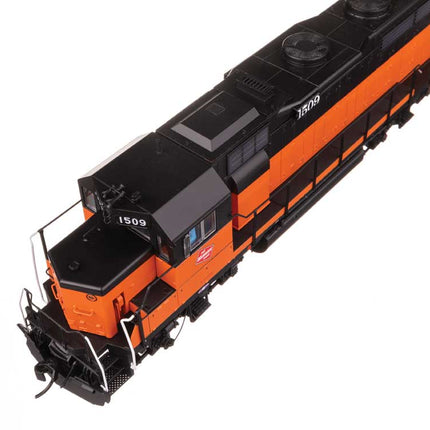 WalthersProto EMD GP35 Phase II model in Milwaukee Road #1509, detailed HO scale locomotive with orange and black design.