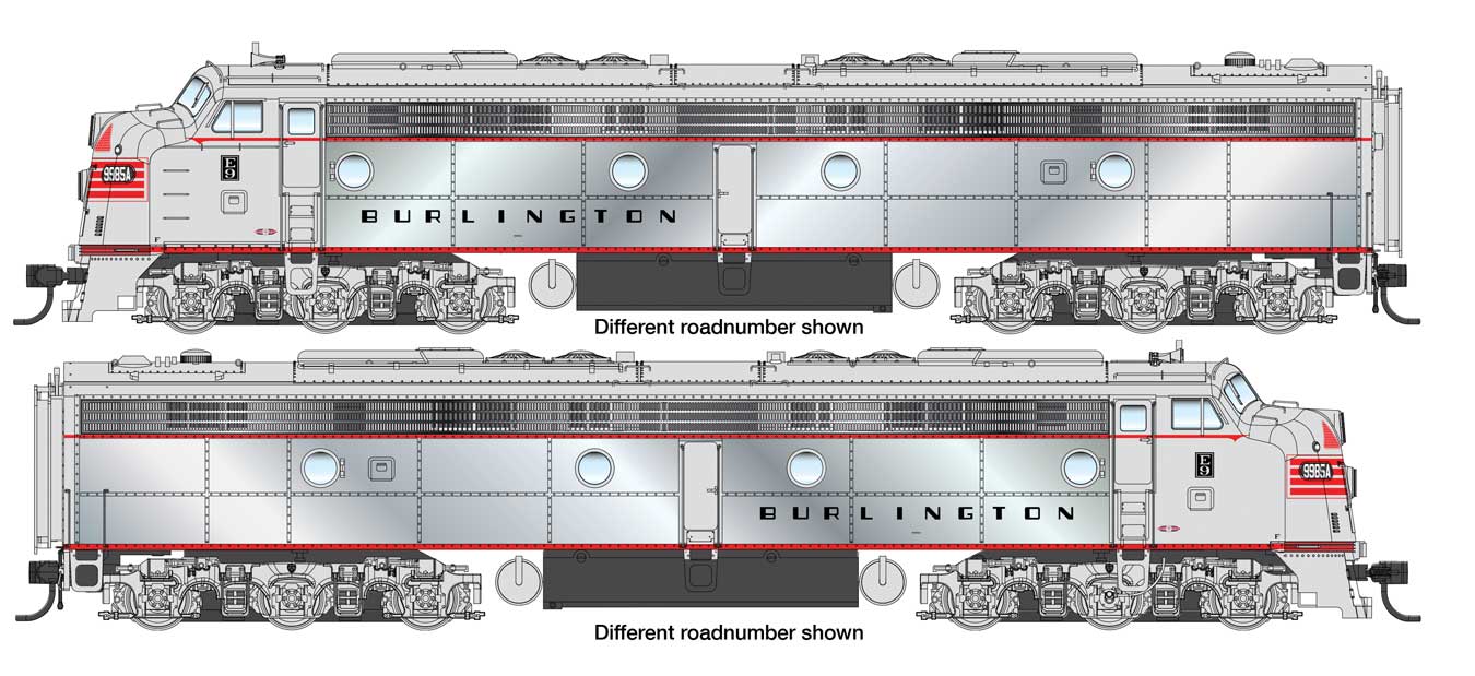 Walthers Proto 920-49915 | EMD E8 A-A - Standard DC - Chicago, Burlington & Quincy #9990, #9993 (plated sides) | HO Scale