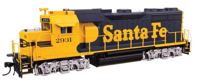 WalthersProto EMD GP35 Phase II model train in Santa Fe livery, HO scale, featuring dynamic details and engine number 2931.