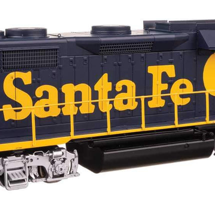 WalthersProto EMD GP35 model in Santa Fe colors, DC/DCC ready, HO scale, highlighting detailed design and construction.