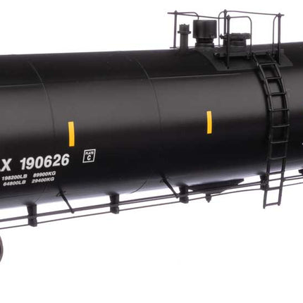 Walthers Proto 920-100646 | 55' Trinity 30,145-Gallon Tank Car - Ready to Run - Trinity Industries Leasing TILX #190626 (black, white, yellow marks) | HO Scale