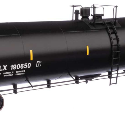 Walthers Proto 920-100647 | 55' Trinity 30,145-Gallon Tank Car - Ready to Run - Trinity Industries Leasing TILX #100647 (black, white, yellow marks) | HO Scale