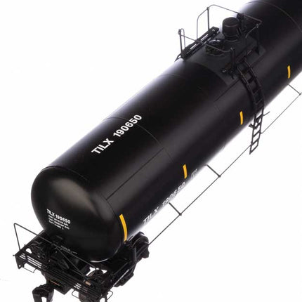 Walthers Proto 920-100647 | 55' Trinity 30,145-Gallon Tank Car - Ready to Run - Trinity Industries Leasing TILX #100647 (black, white, yellow marks) | HO Scale