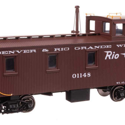 Denver & Rio Grande Western 30' wood caboose model with offset cupola, HO scale, pre-order for 2025 delivery.