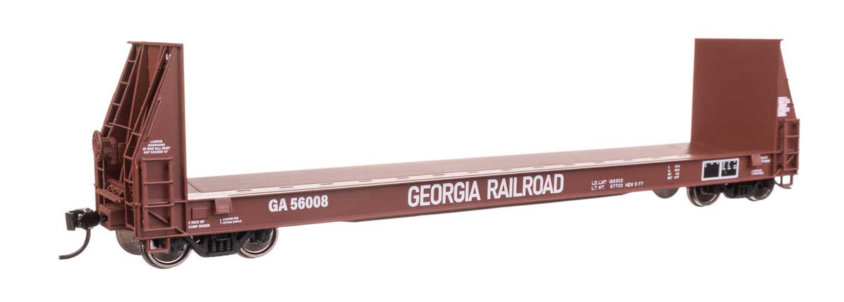 Walthers Proto HO Scale 50' Sieco Pulpwood Flatcar Georgia Railroad #56008 ready to run model train.