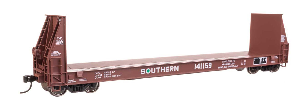 HO scale Walthers Proto 50' Sieco pulpwood flatcar Southern Railway #141159 model ready to run.