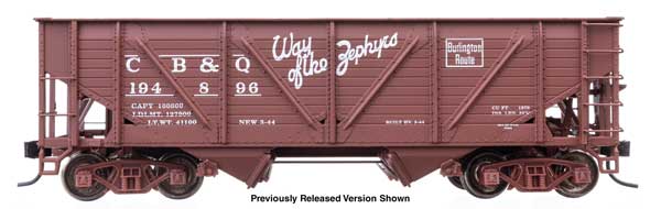 WalthersProto 920-105913 HO scale 34' wood-sheathed War Emergency hopper, Chicago, Burlington & Quincy #194876