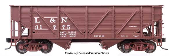 WalthersProto 920-105918 HO scale 34' wood-sheathed War Emergency hopper, Louisville & Nashville #31696