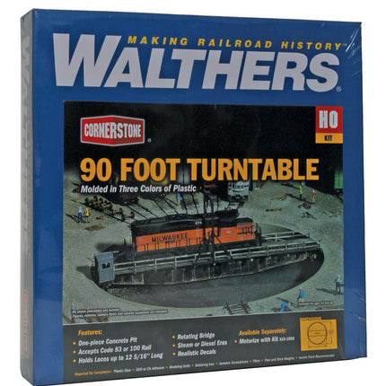 Walthers Cornerstone 933-3171 | 90' Turntable Building Kit - Pit Diameter: 13-3/16" 33cm; Bridge Holds Loco Up To 12-3/8" 30.9cm | HO Scale