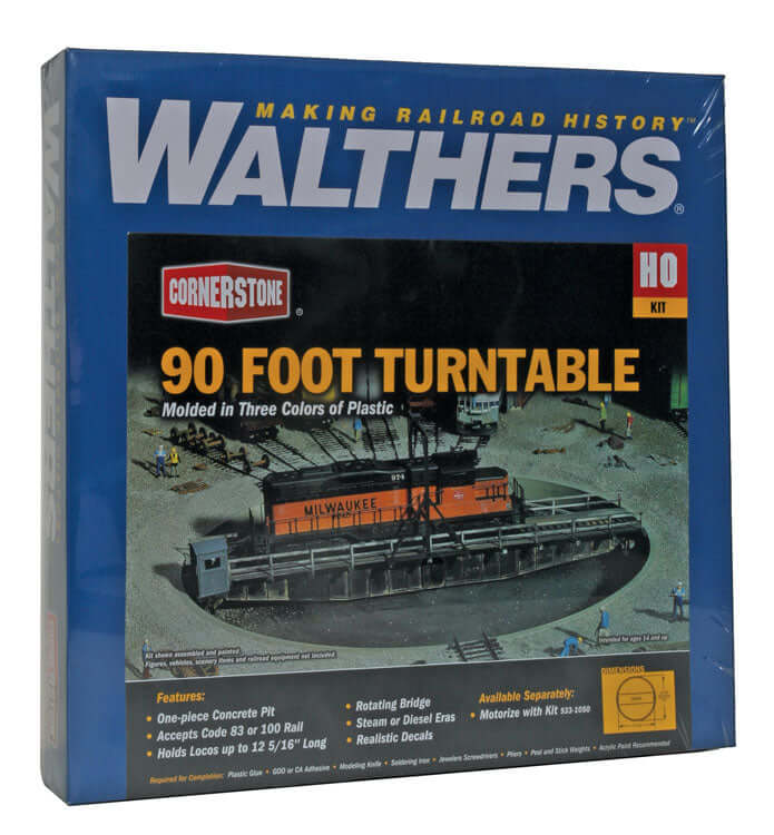 HO Scale Walthers Cornerstone 933-2860 Motorized 90' Turntable Kit