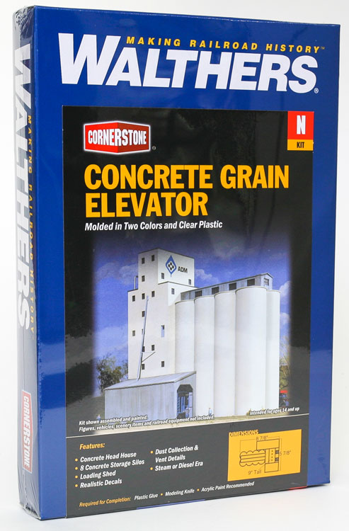 Walthers 933-3225 ADM Concrete Grain Elevator Kit N Scale - box front