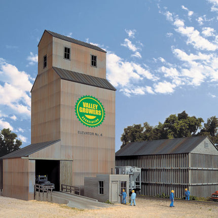 Walthers Cornerstone 933-3251 Valley Growers Elevator N Scale - assembled grain elevator scene